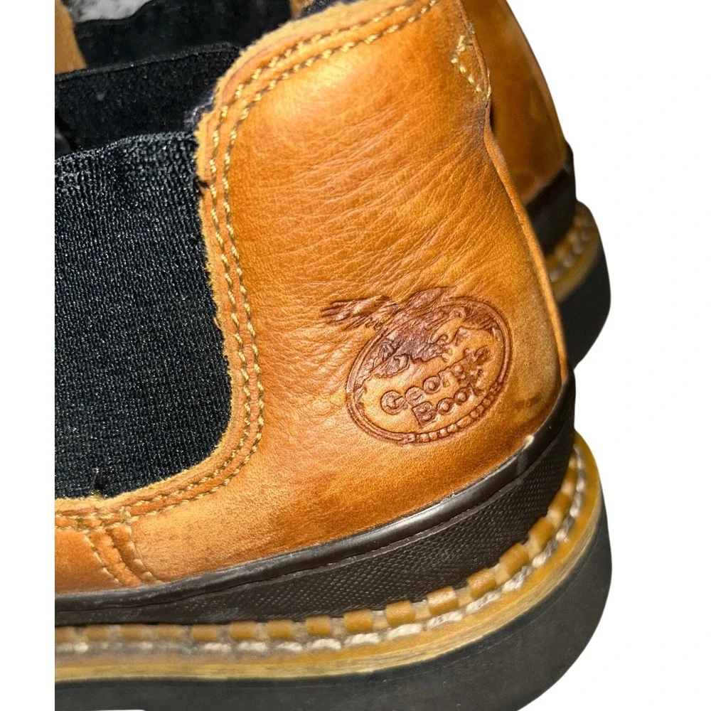 Georgia Boot Giant Romeo Mens Tan Brown‎ Leather Slip On Work Shoes Sz 8.5